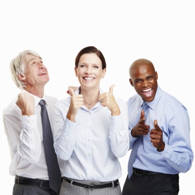 happy smiling executives business men women
